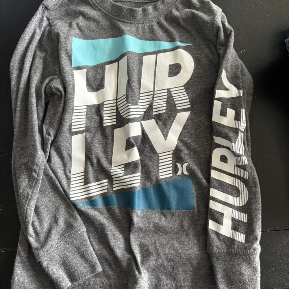 Hurley Gray Long Sleeve Shirt with Blue and White Logo